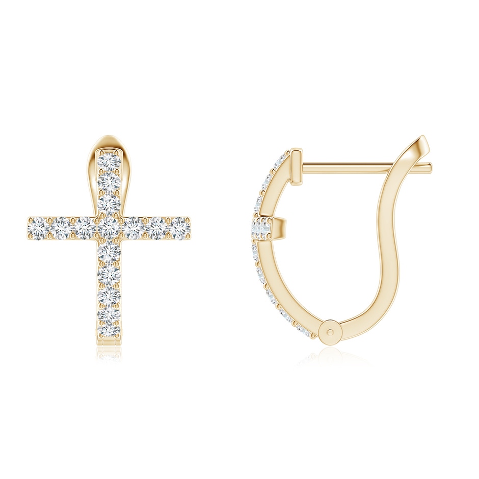 1.2mm GVS2 Prong-Set Diamond Cross Hoop Earrings in Yellow Gold side 199
