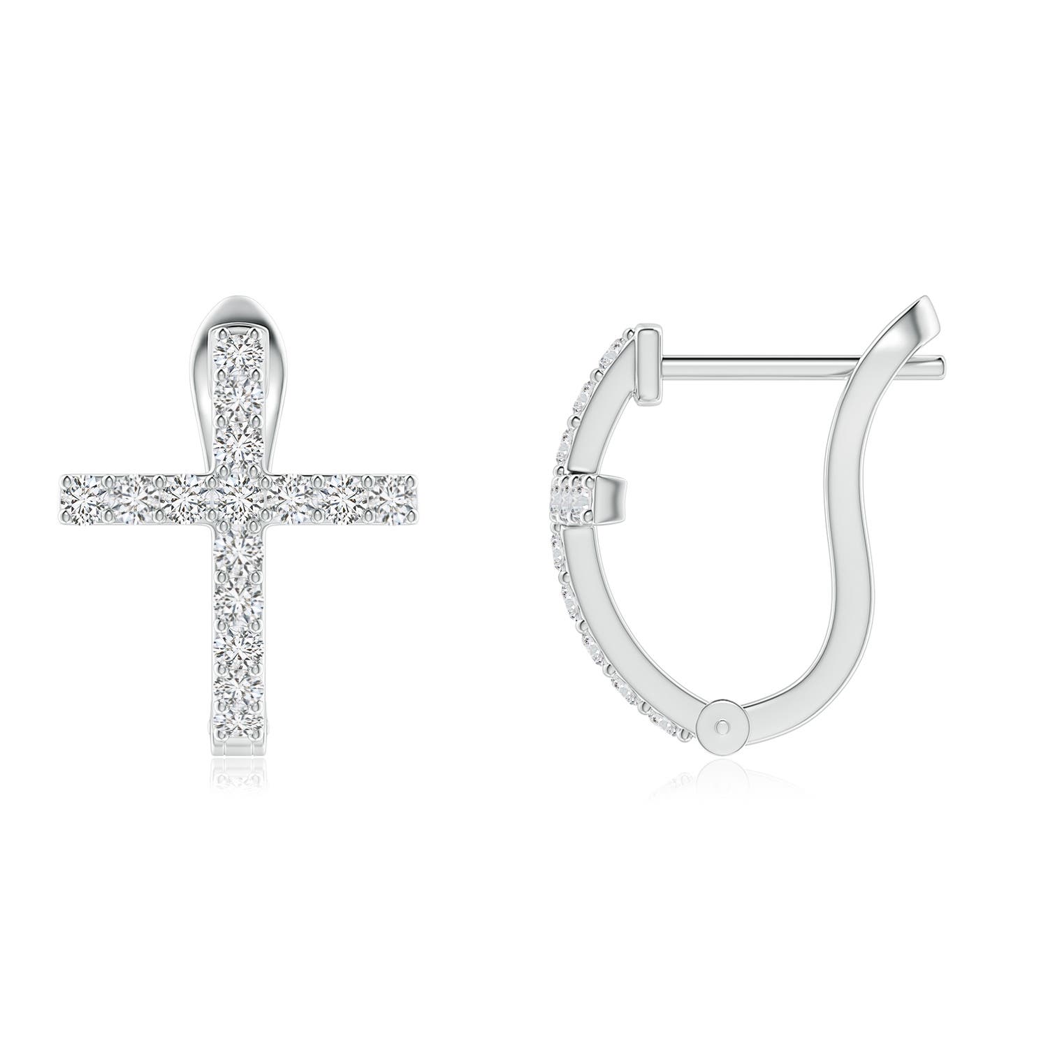 1.2mm HSI2 Prong-Set Diamond Cross Hoop Earrings in 18K White Gold
