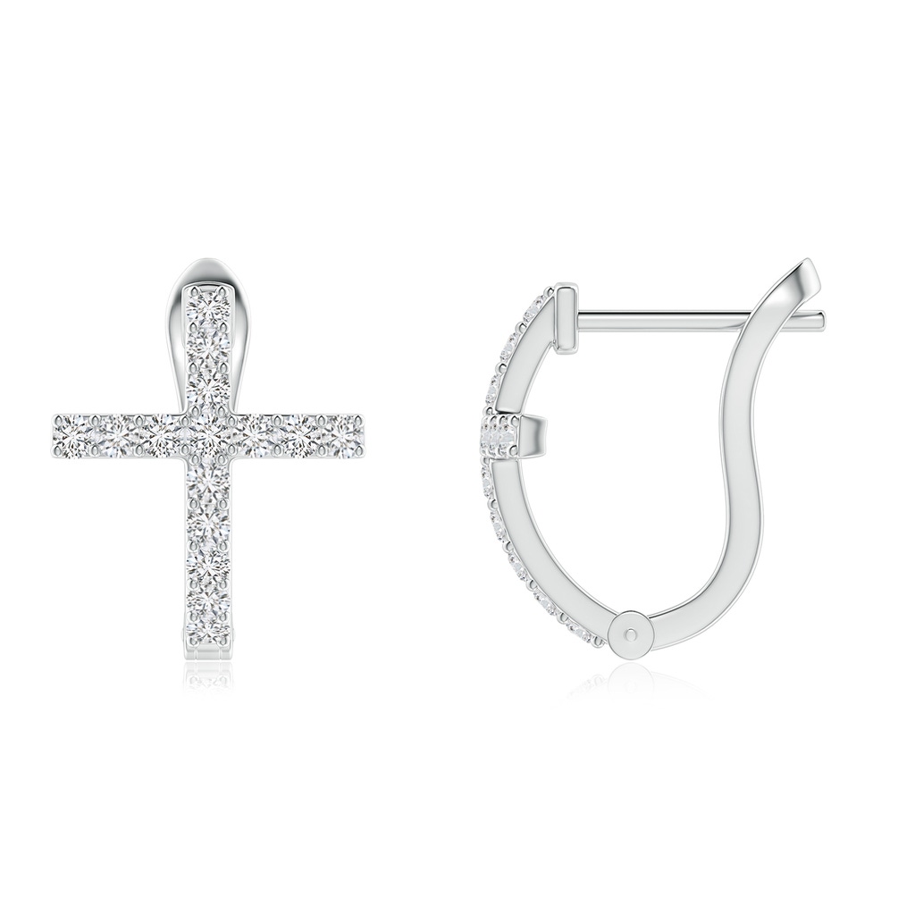 1.2mm HSI2 Prong-Set Diamond Cross Hoop Earrings in P950 Platinum - side 199