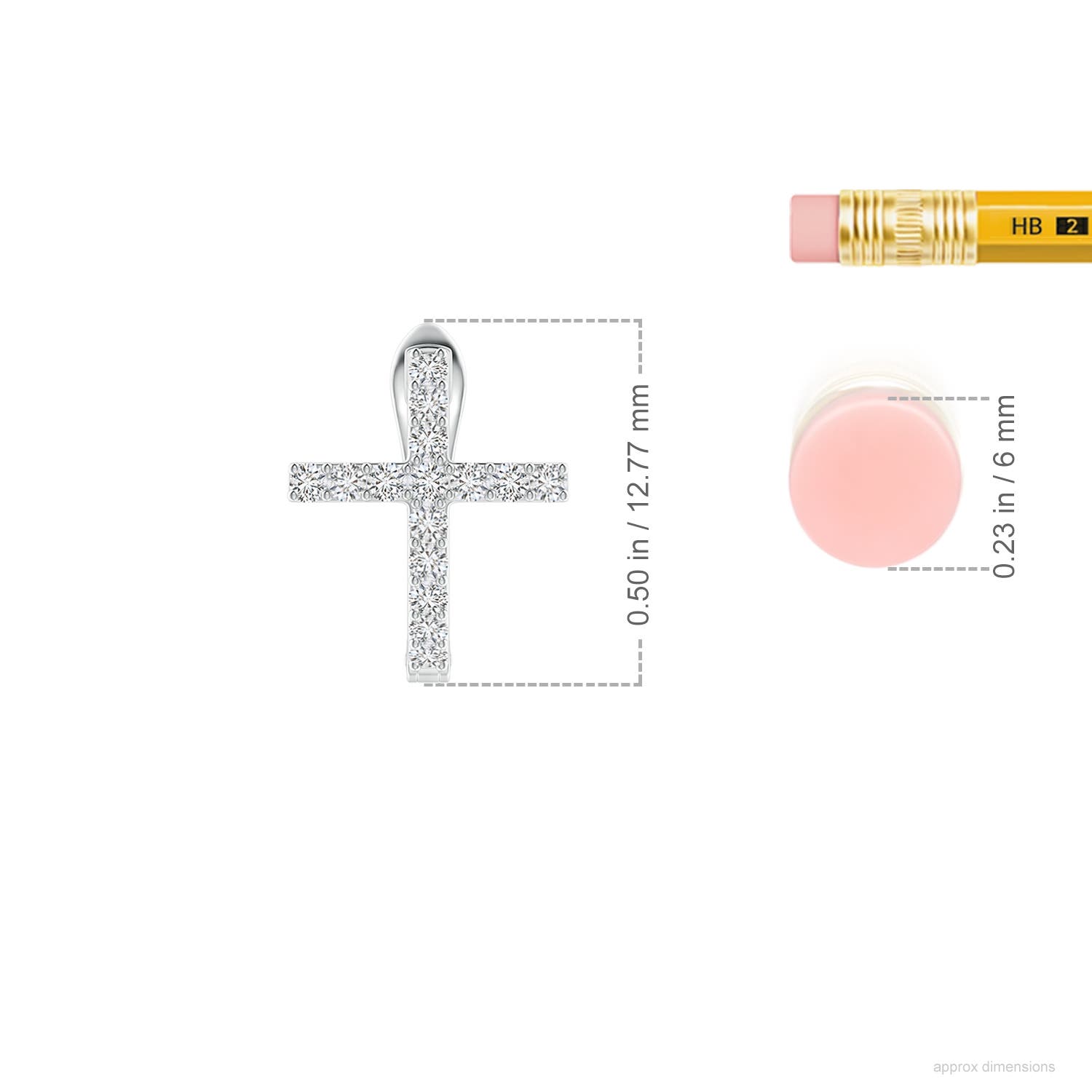 1.2mm HSI2 Prong-Set Diamond Cross Hoop Earrings in P950 Platinum - ruler