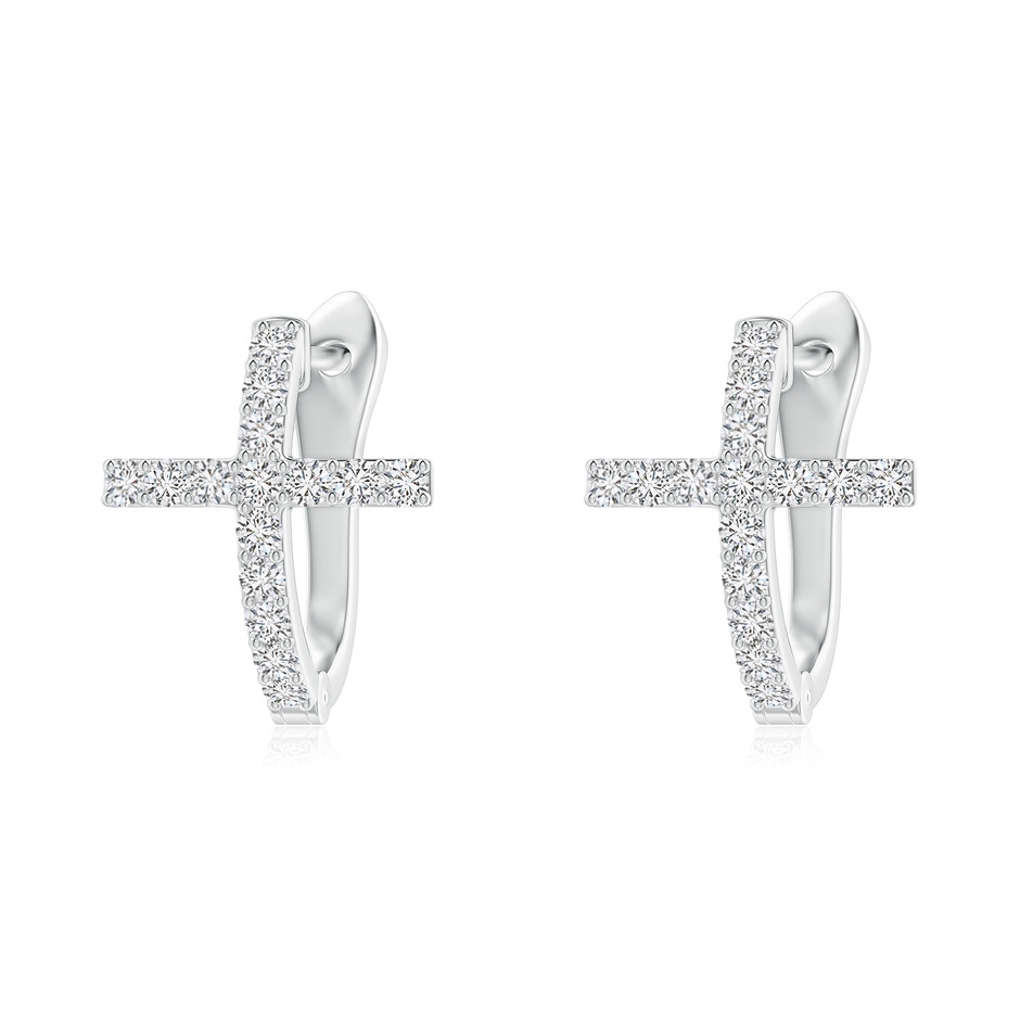 1.2mm HSI2 Prong-Set Diamond Cross Hoop Earrings in White Gold 