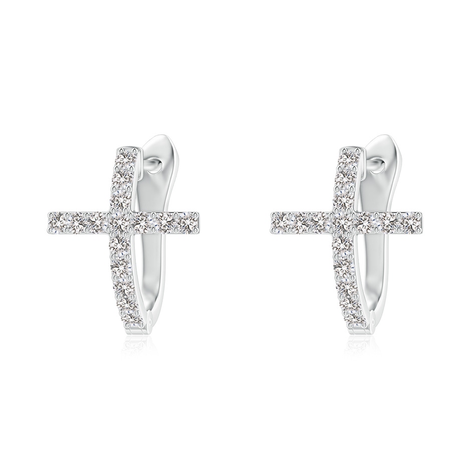 1.2mm IJI1I2 Prong-Set Diamond Cross Hoop Earrings in 18K White Gold 