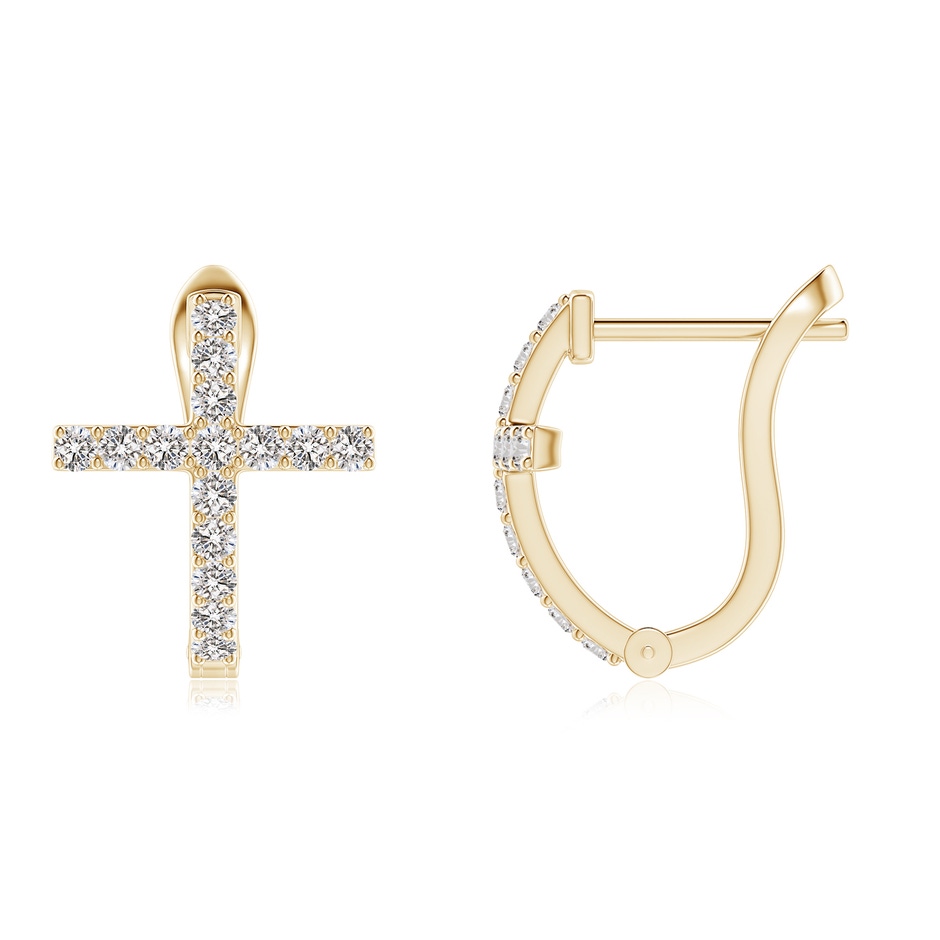 1.2mm IJI1I2 Prong-Set Diamond Cross Hoop Earrings in Yellow Gold side 199