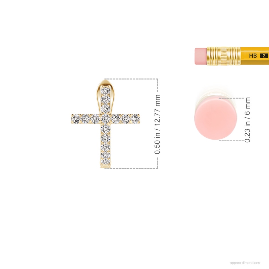 1.2mm IJI1I2 Prong-Set Diamond Cross Hoop Earrings in Yellow Gold ruler