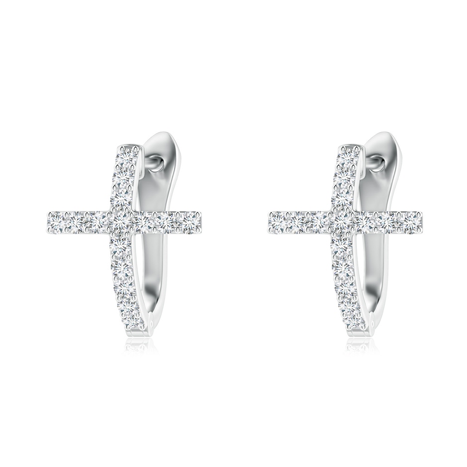 1.35mm GVS2 Prong-Set Diamond Cross Hoop Earrings in White Gold 