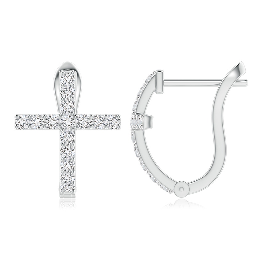 ProngSet Diamond Cross Hoop Earrings Angara