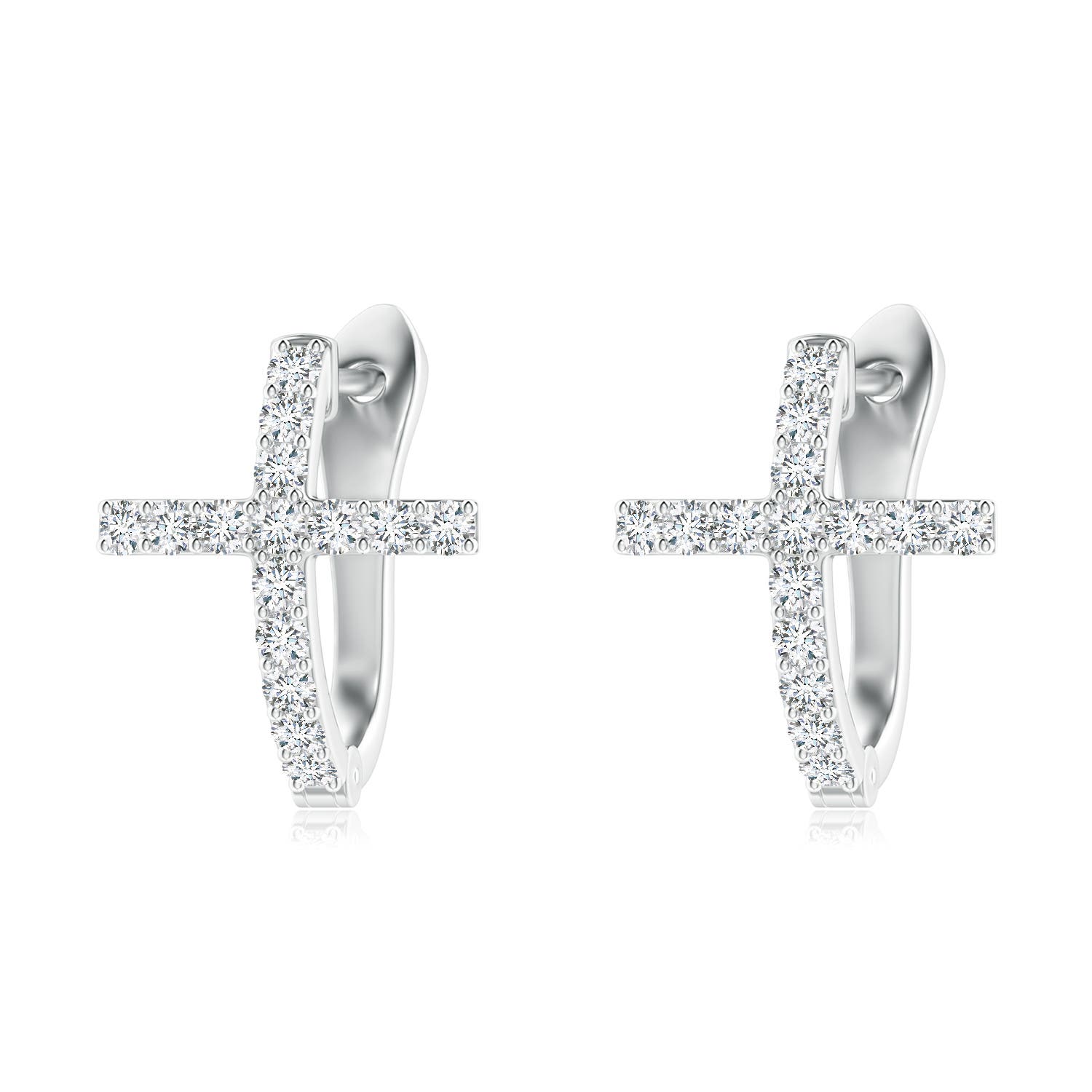 1.55mm GVS2 Prong-Set Diamond Cross Hoop Earrings in P950 Platinum