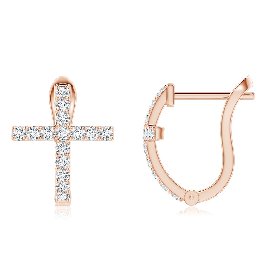 1.55mm GVS2 Prong-Set Diamond Cross Hoop Earrings in Rose Gold side 199