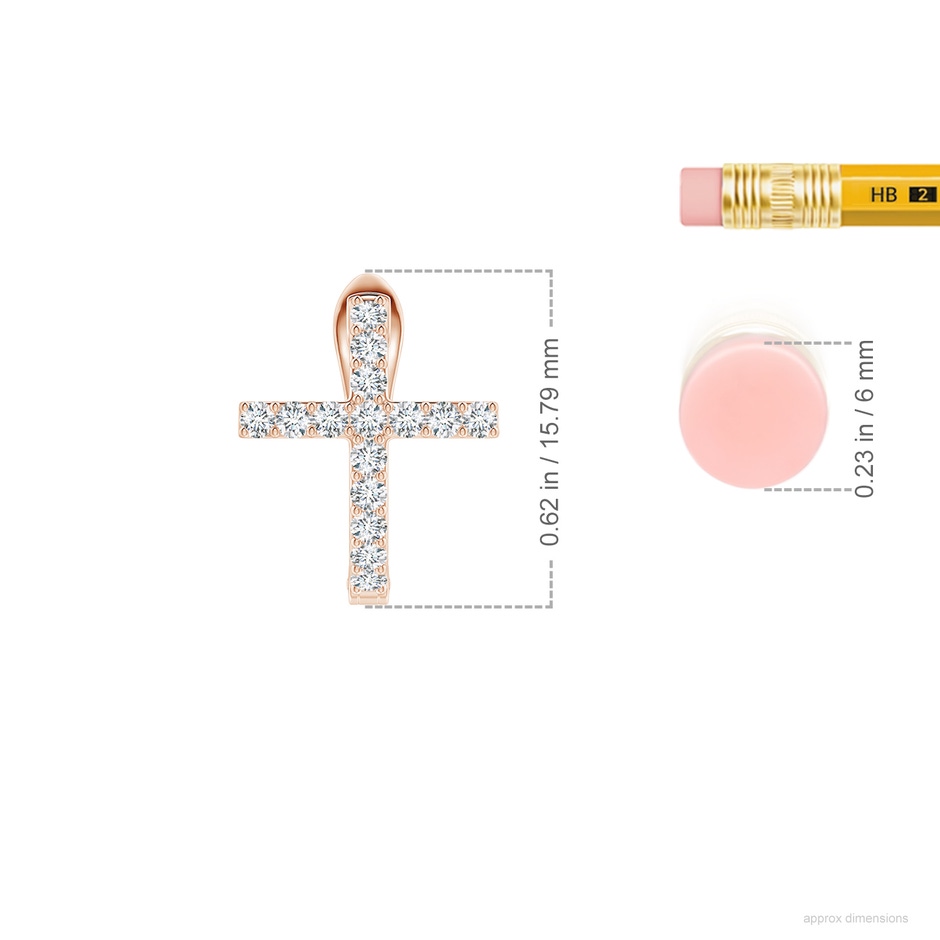 1.55mm GVS2 Prong-Set Diamond Cross Hoop Earrings in Rose Gold ruler