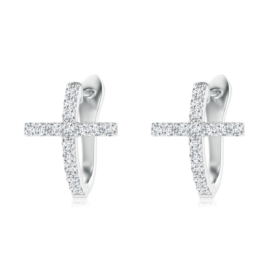 1.55mm GVS2 Prong-Set Diamond Cross Hoop Earrings in White Gold 