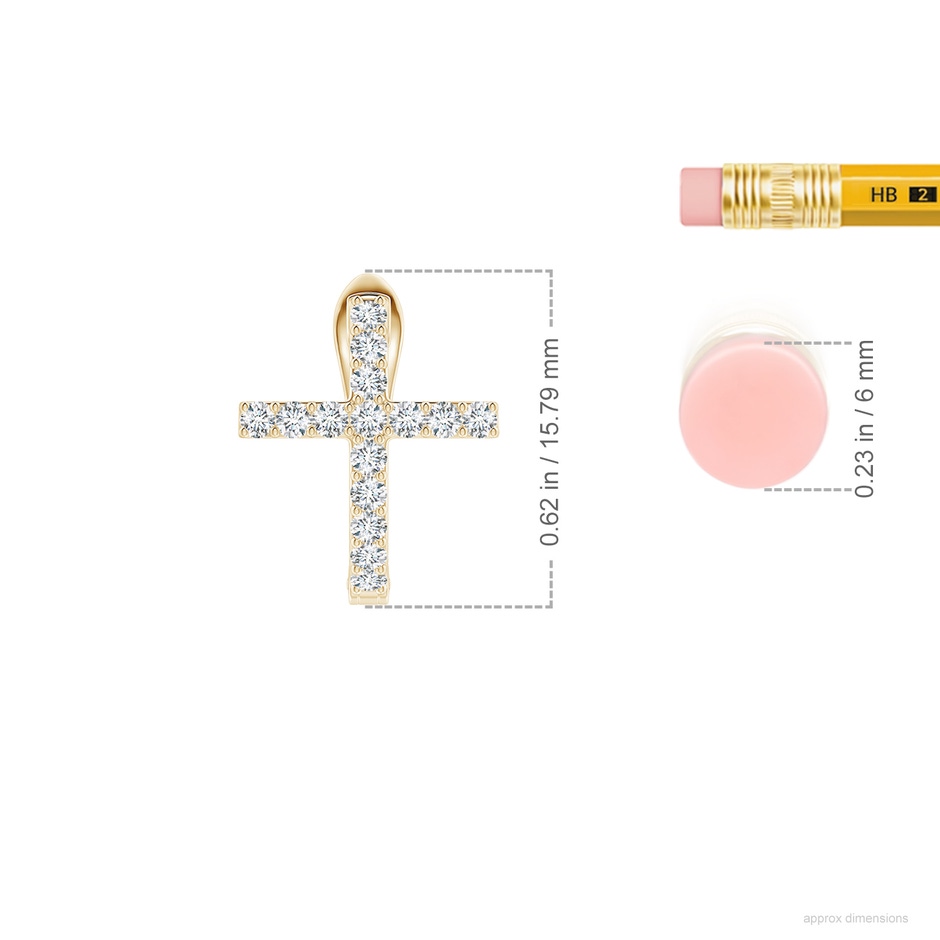 1.55mm GVS2 Prong-Set Diamond Cross Hoop Earrings in Yellow Gold ruler