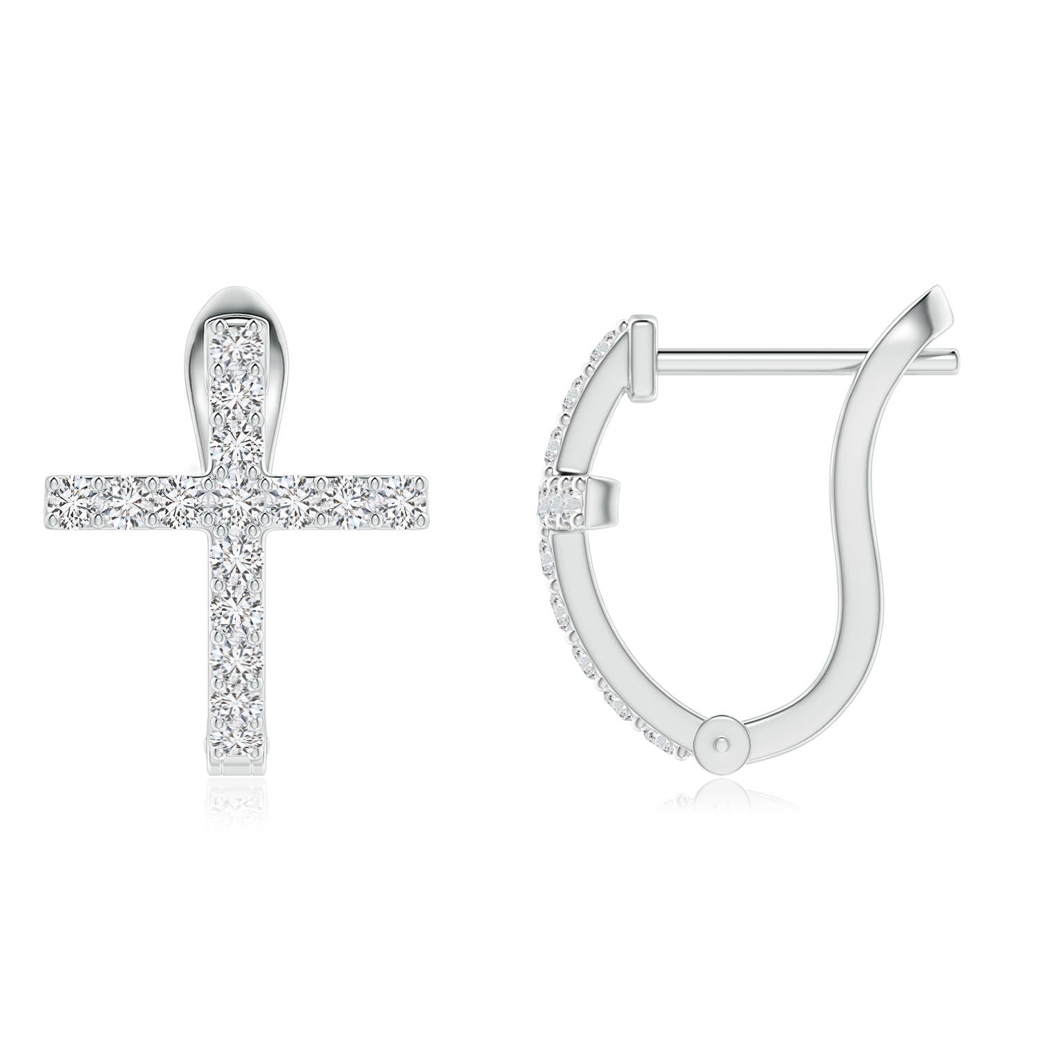 1.55mm HSI2 Prong-Set Diamond Cross Hoop Earrings in P950 Platinum