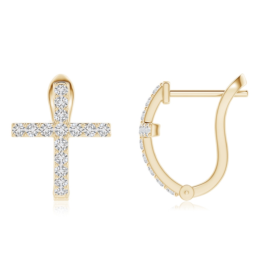 1.55mm HSI2 Prong-Set Diamond Cross Hoop Earrings in Yellow Gold side 199