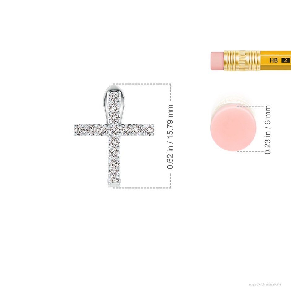1.55mm IJI1I2 Prong-Set Diamond Cross Hoop Earrings in P950 Platinum ruler
