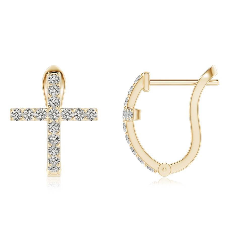 1.55mm KI3 Prong-Set Diamond Cross Hoop Earrings in Yellow Gold side 199