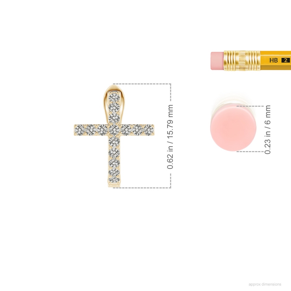 1.55mm KI3 Prong-Set Diamond Cross Hoop Earrings in Yellow Gold ruler