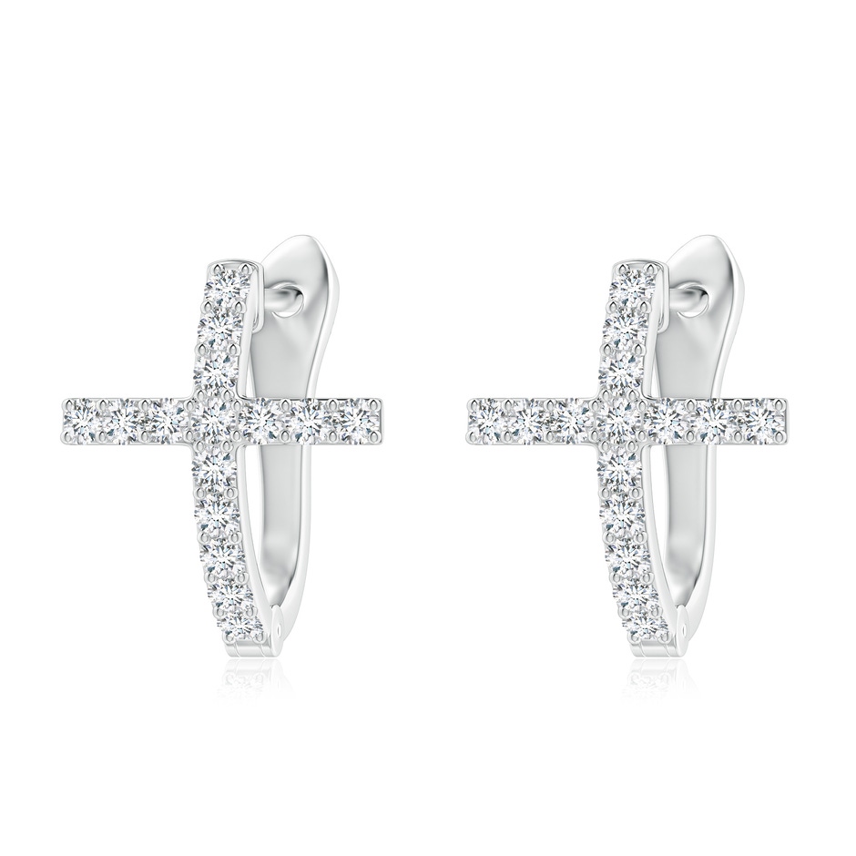 1.8mm GVS2 Prong-Set Diamond Cross Hoop Earrings in White Gold 