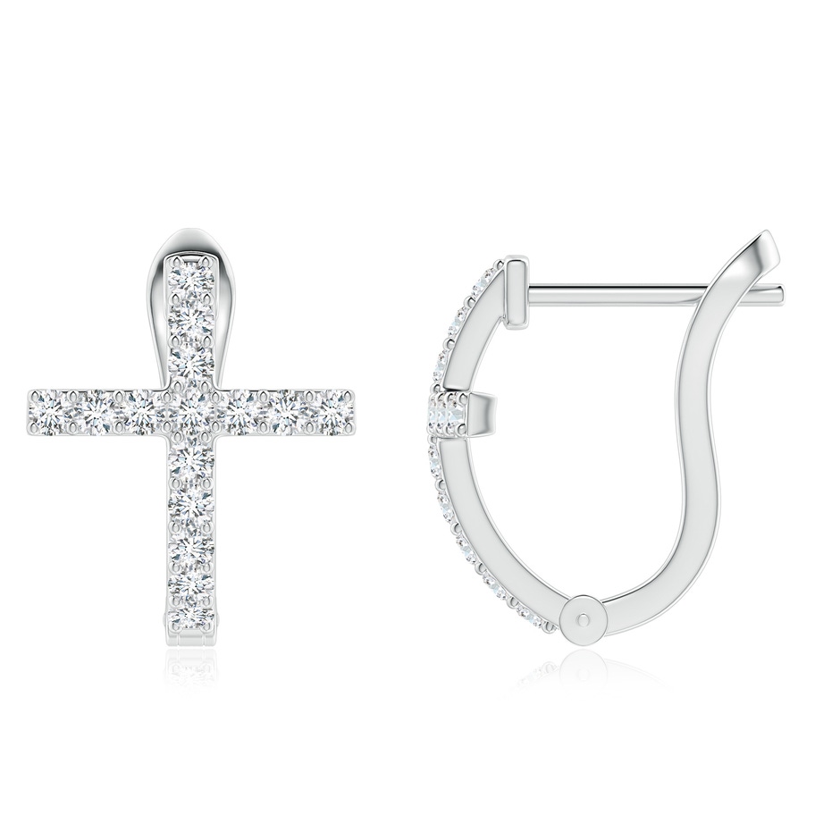 1.8mm GVS2 Prong-Set Diamond Cross Hoop Earrings in White Gold side 199
