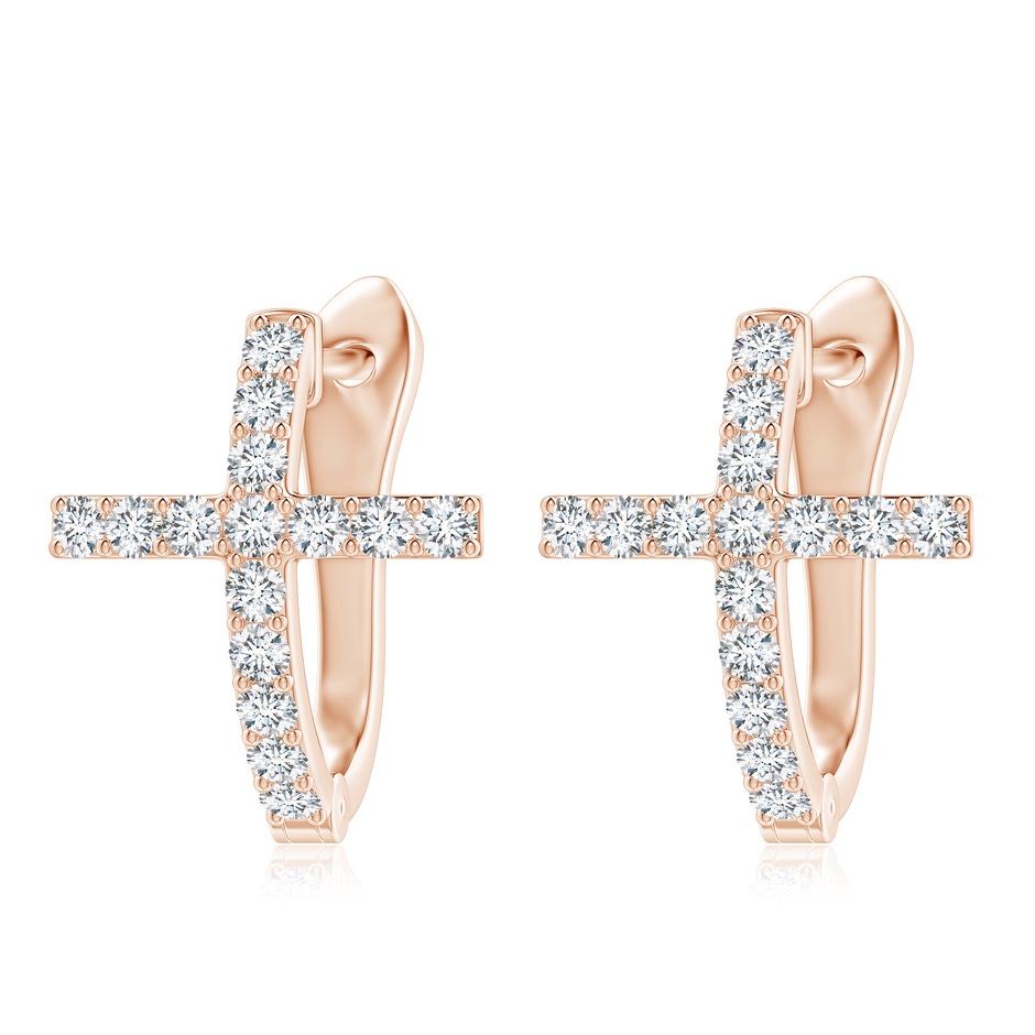 2mm GVS2 Prong-Set Diamond Cross Hoop Earrings in Rose Gold 