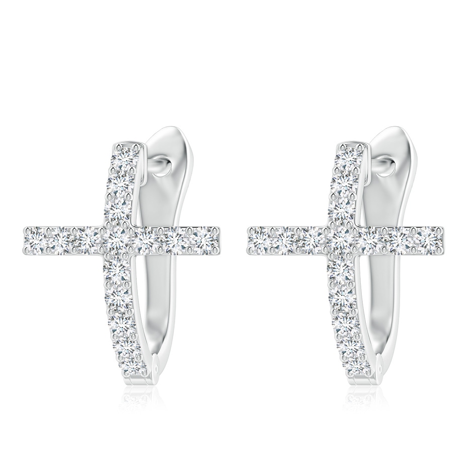 2mm GVS2 Prong-Set Diamond Cross Hoop Earrings in White Gold 