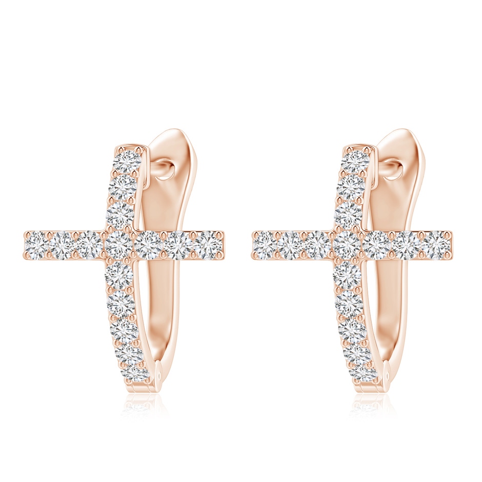 2mm HSI2 Prong-Set Diamond Cross Hoop Earrings in Rose Gold 