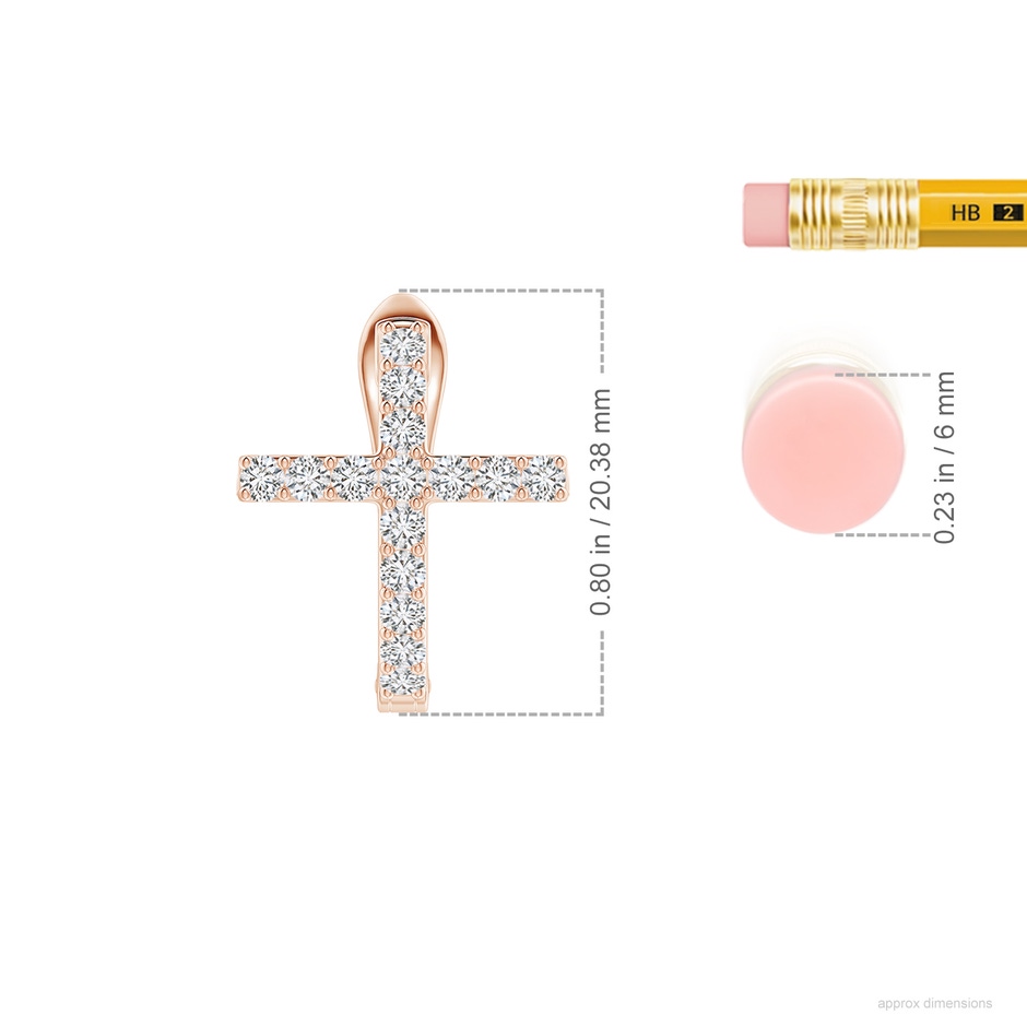 2mm HSI2 Prong-Set Diamond Cross Hoop Earrings in Rose Gold ruler