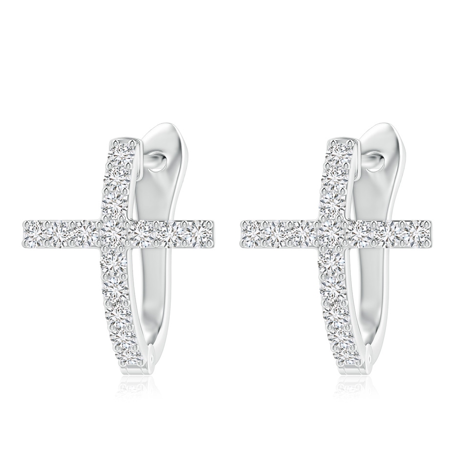 2mm HSI2 Prong-Set Diamond Cross Hoop Earrings in White Gold 