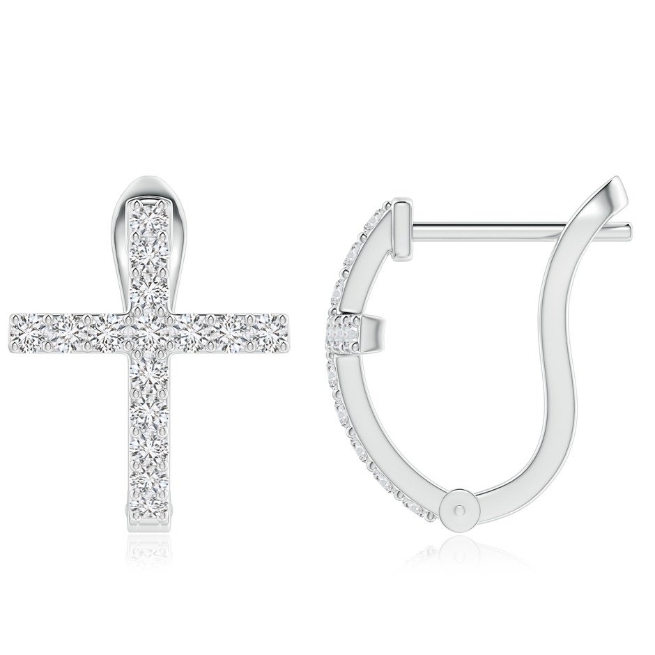 2mm HSI2 Prong-Set Diamond Cross Hoop Earrings in White Gold side 199