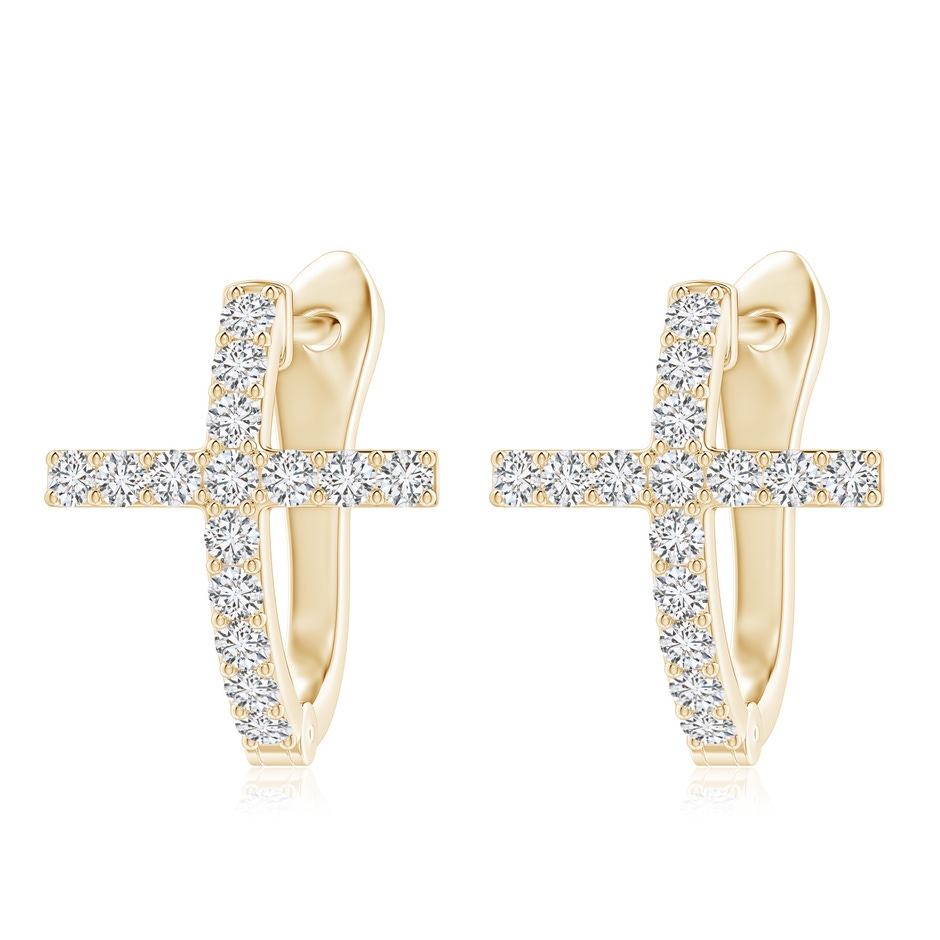 2mm HSI2 Prong-Set Diamond Cross Hoop Earrings in Yellow Gold 