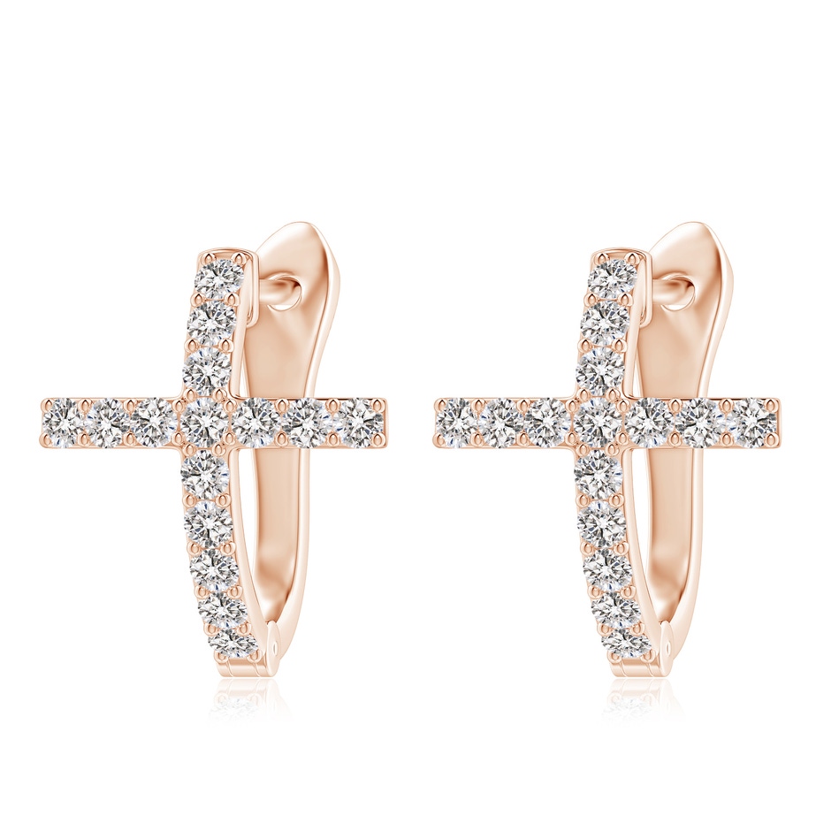 2mm IJI1I2 Prong-Set Diamond Cross Hoop Earrings in Rose Gold 