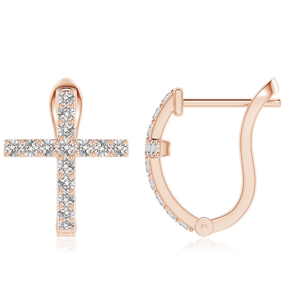 2mm IJI1I2 Prong-Set Diamond Cross Hoop Earrings in Rose Gold side 199