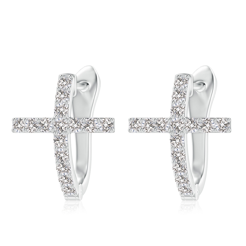 2mm IJI1I2 Prong-Set Diamond Cross Hoop Earrings in White Gold 