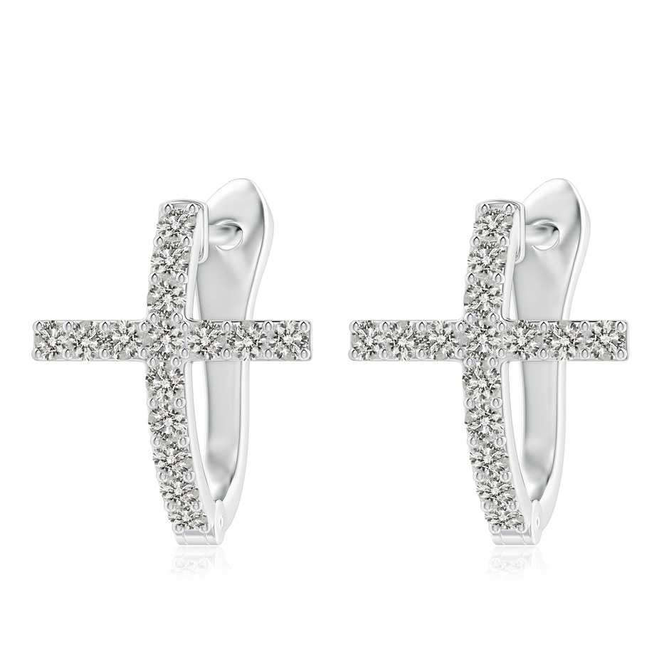 2mm KI3 Prong-Set Diamond Cross Hoop Earrings in White Gold 