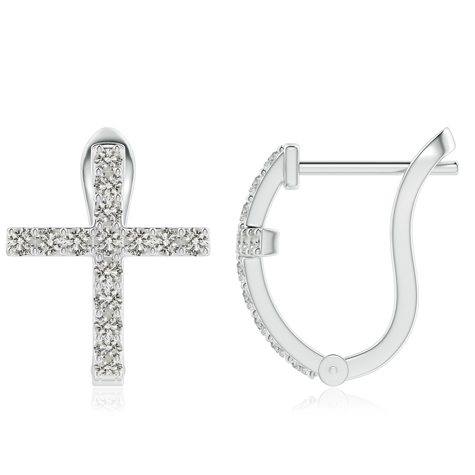 2mm KI3 Prong-Set Diamond Cross Hoop Earrings in White Gold side 199