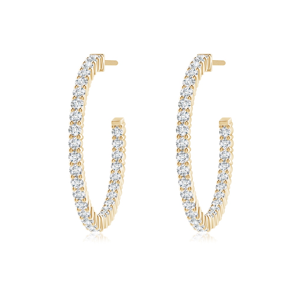 1.55mm GVS2 Prong-Set Round Diamond Inside Out Hoops in Yellow Gold