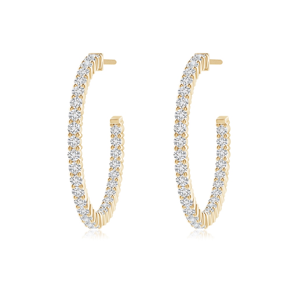 1.55mm HSI2 Prong-Set Round Diamond Inside Out Hoops in Yellow Gold