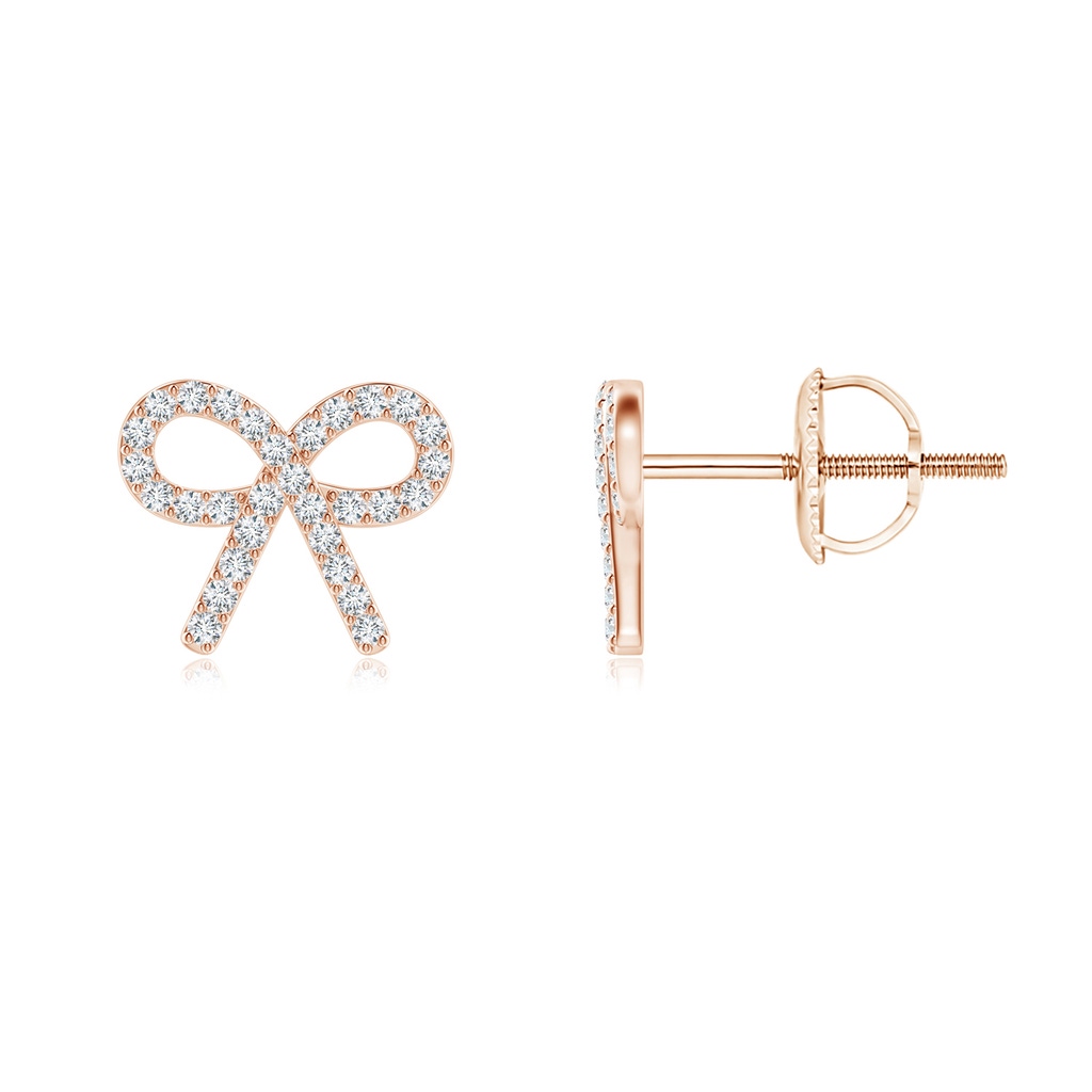 0.9mm GVS2 Diamond Bow Stud Earrings in Rose Gold