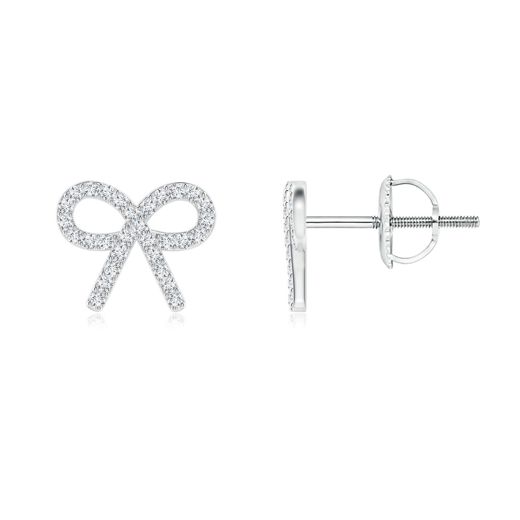 0.9mm GVS2 Diamond Bow Stud Earrings in White Gold