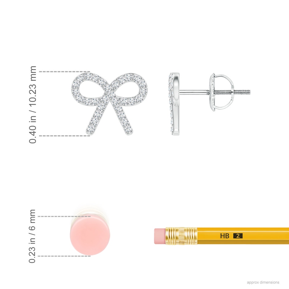 1.05mm GVS2 Diamond Bow Stud Earrings in White Gold ruler
