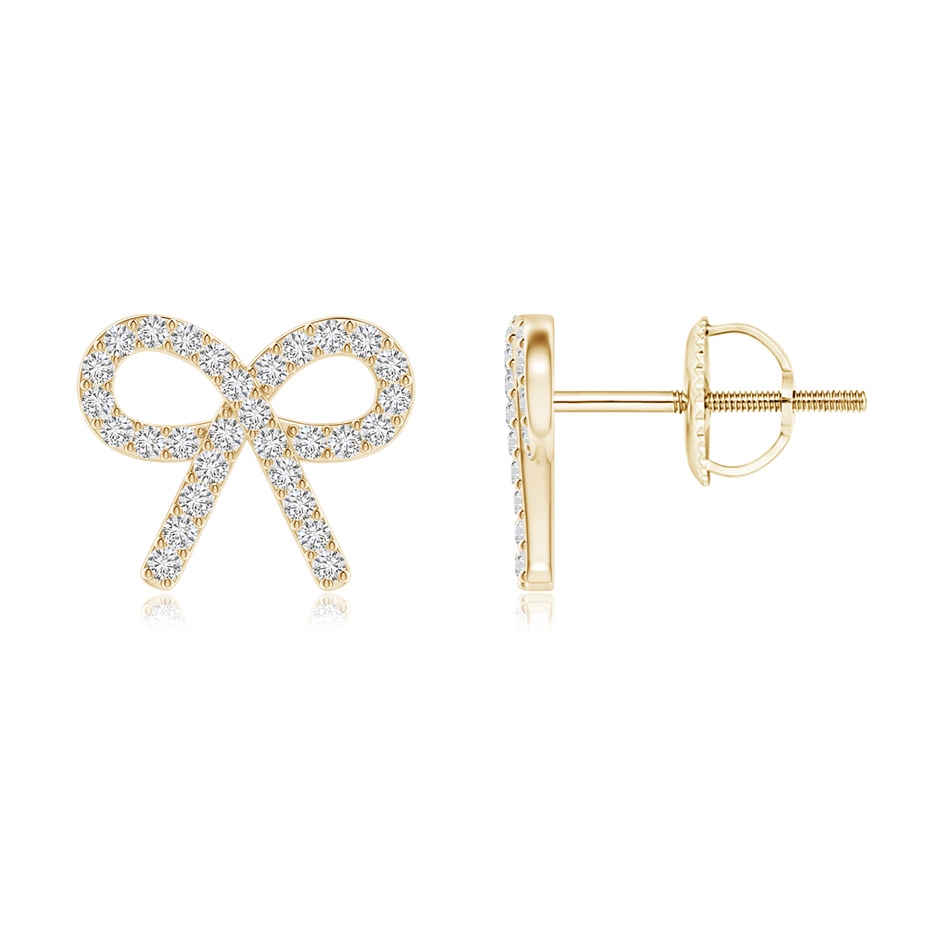 1.05mm HSI2 Diamond Bow Stud Earrings in Yellow Gold 