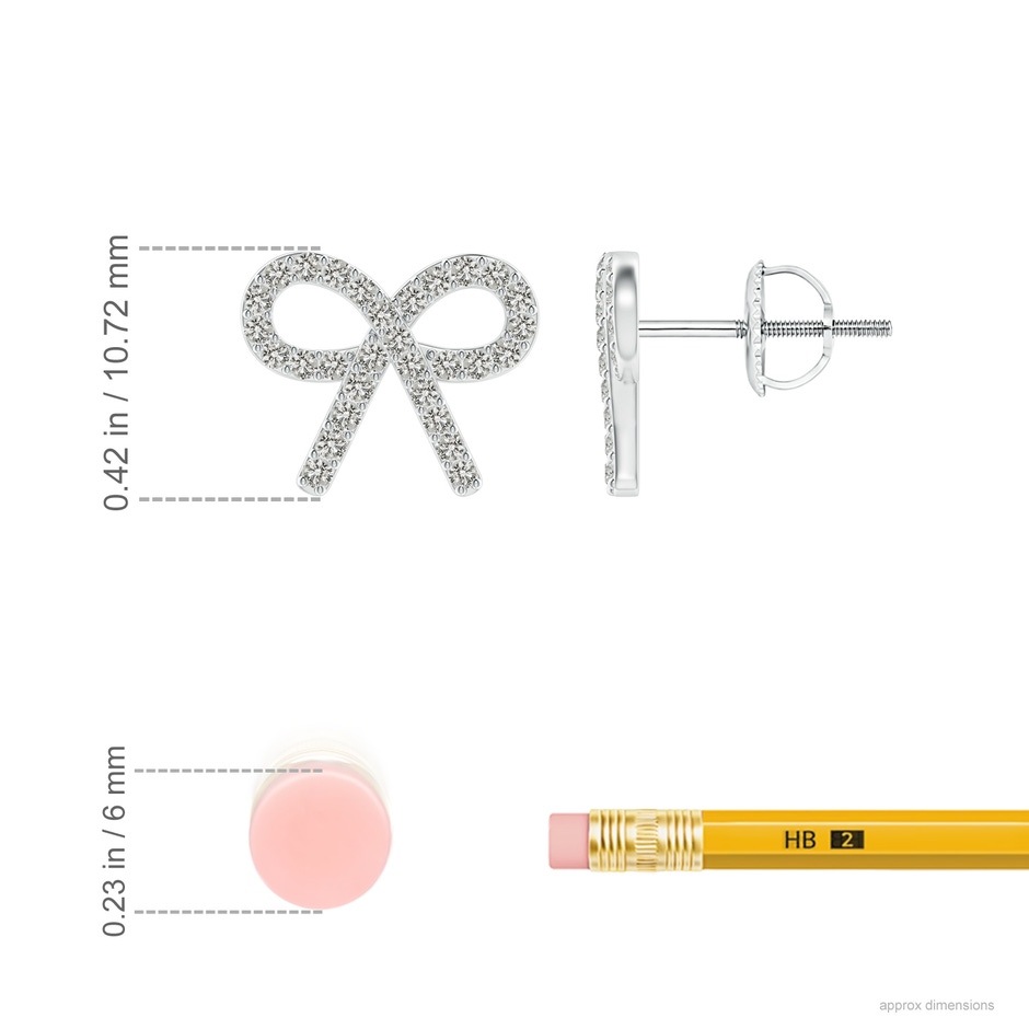1.15mm KI3 Diamond Bow Stud Earrings in White Gold ruler