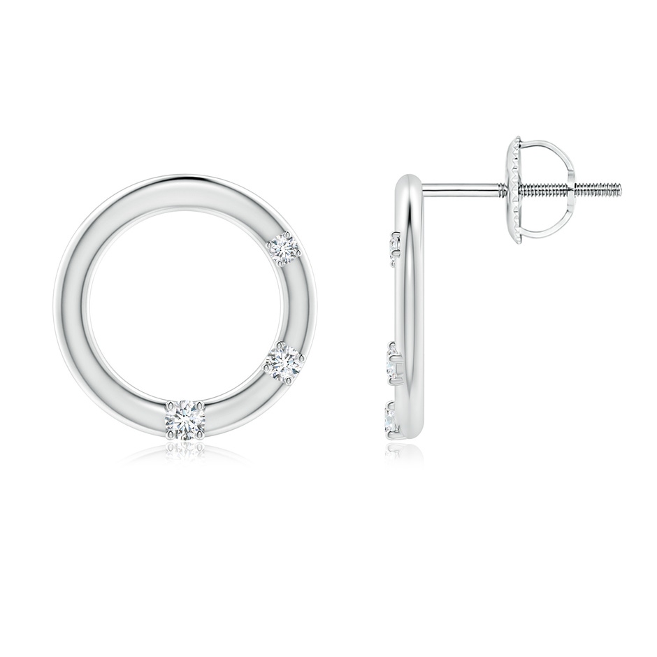 1.9mm GVS2 Graduated Diamond Three Stone Open Circle Stud Earrings in White Gold 