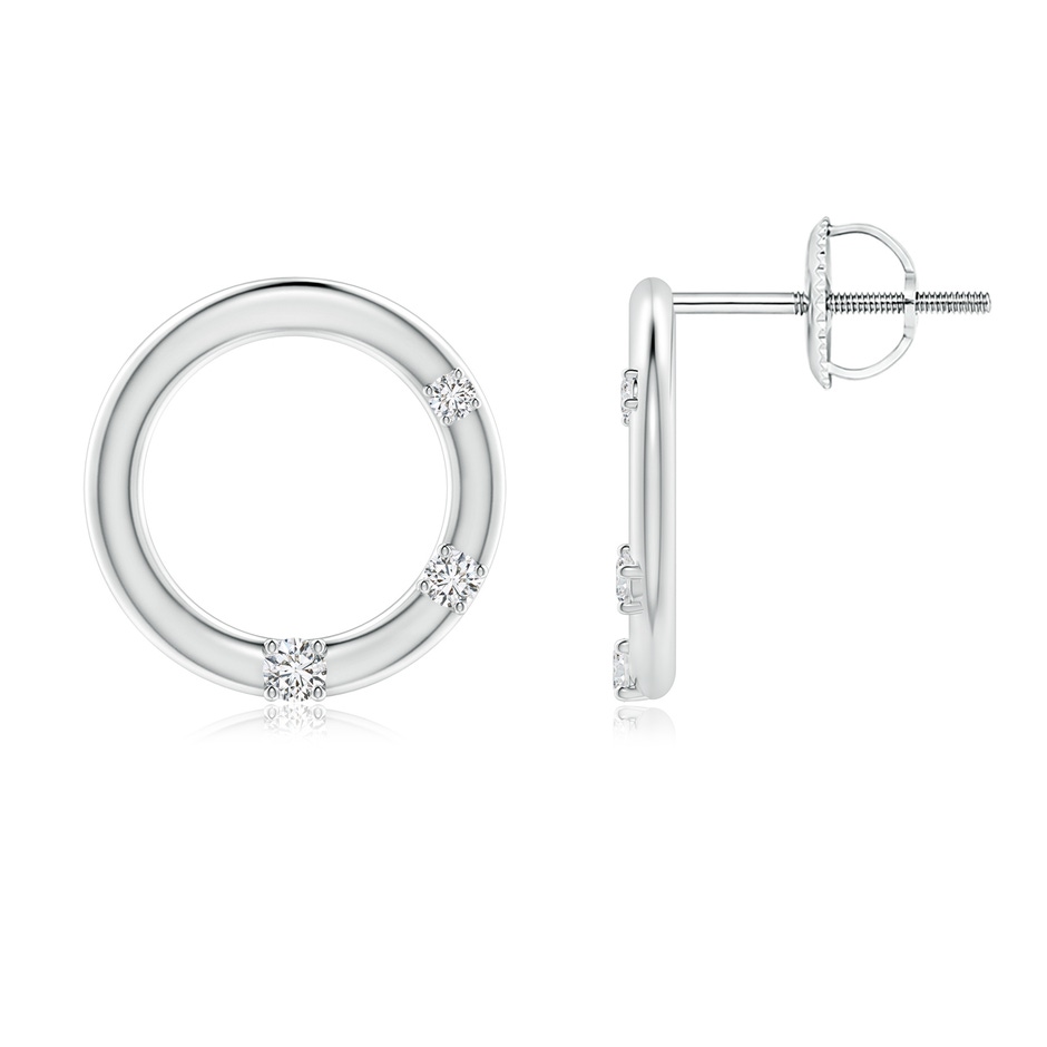 1.9mm HSI2 Graduated Diamond Three Stone Open Circle Stud Earrings in White Gold 