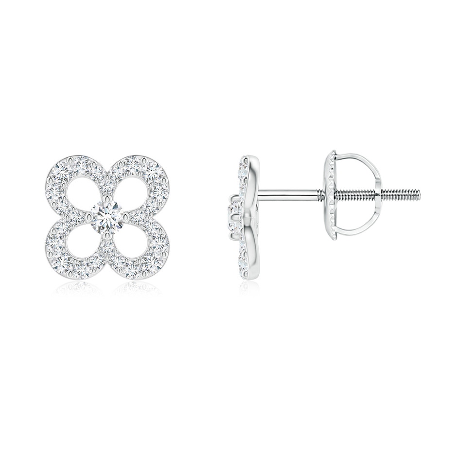 1.9mm GVS2 Prong-Set Diamond Open Petal Floral Stud Earrings in White Gold 