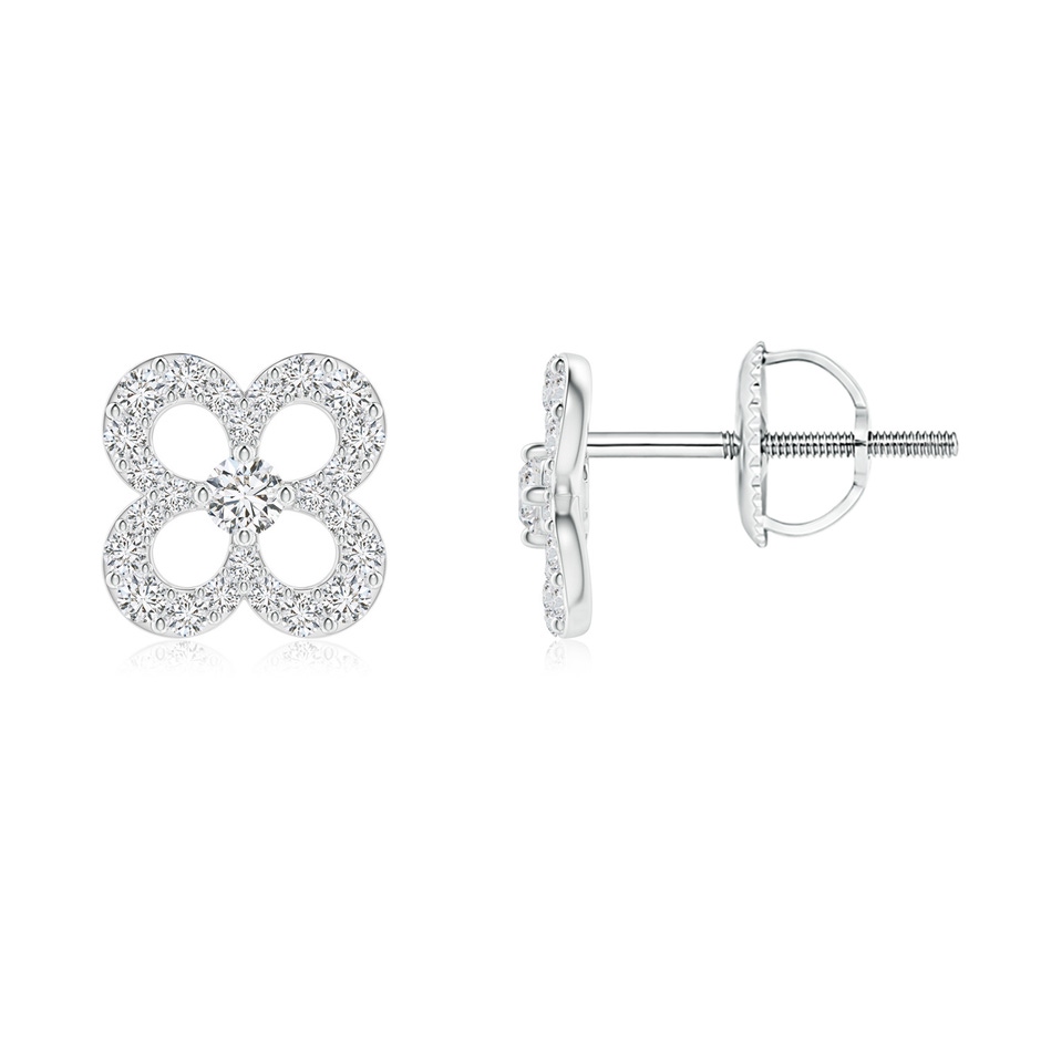 1.9mm HSI2 Prong-Set Diamond Open Petal Floral Stud Earrings in White Gold 