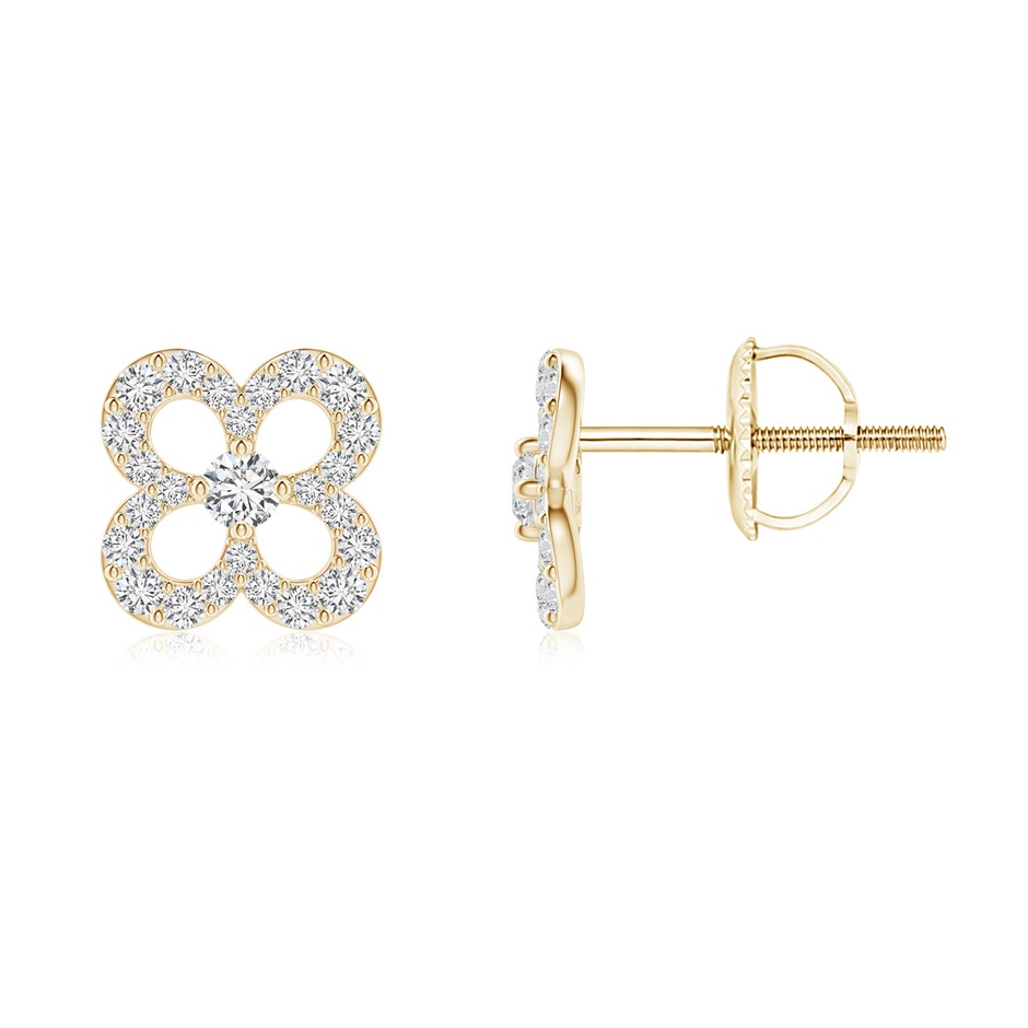 1.9mm HSI2 Prong-Set Diamond Open Petal Floral Stud Earrings in Yellow Gold 