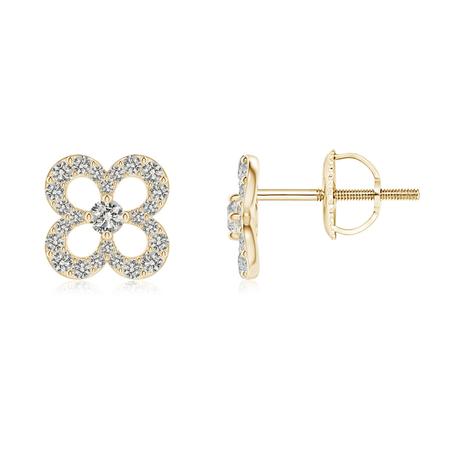1.9mm KI3 Prong-Set Diamond Open Petal Floral Stud Earrings in Yellow Gold 
