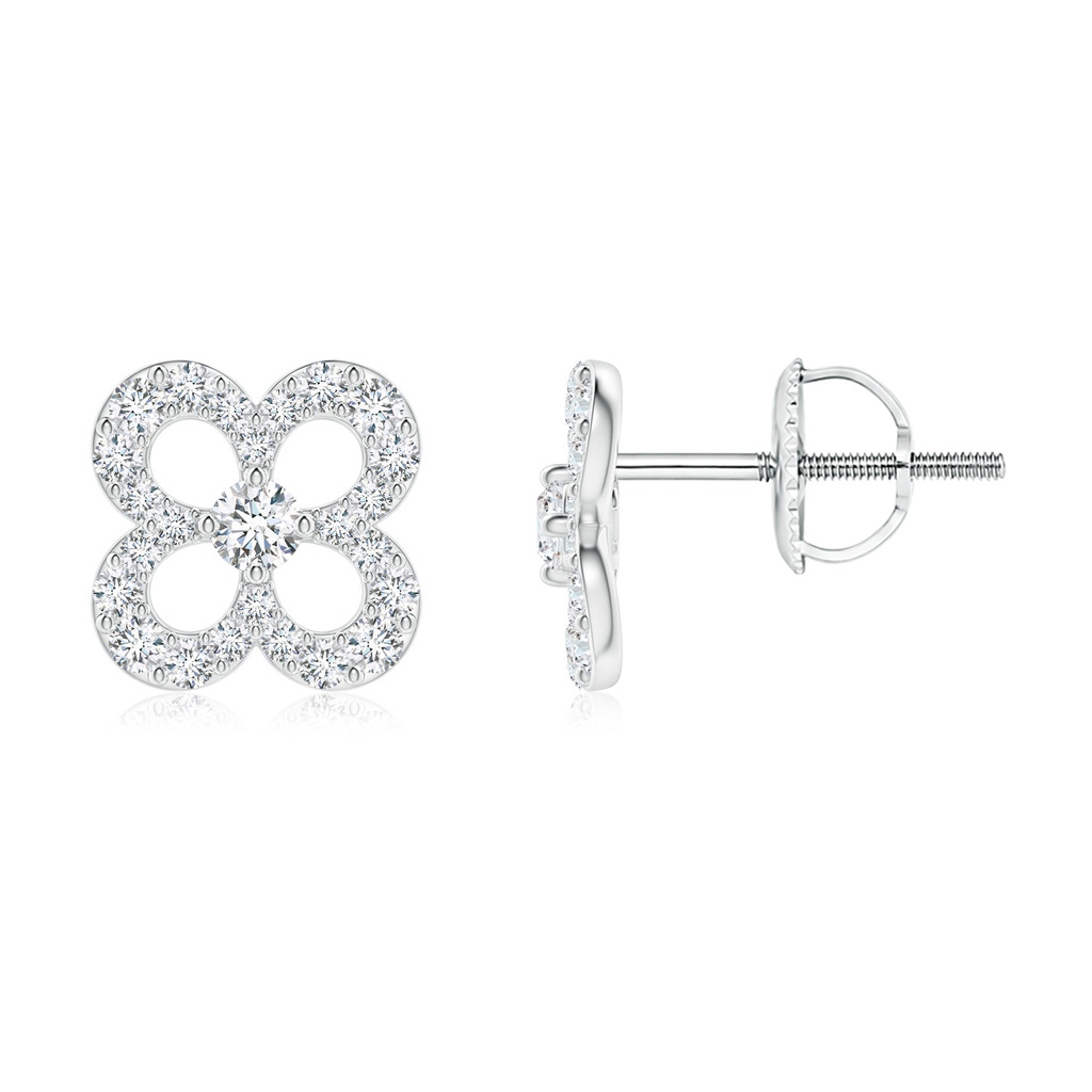 2.1mm GVS2 Prong-Set Diamond Open Petal Floral Stud Earrings in White Gold
