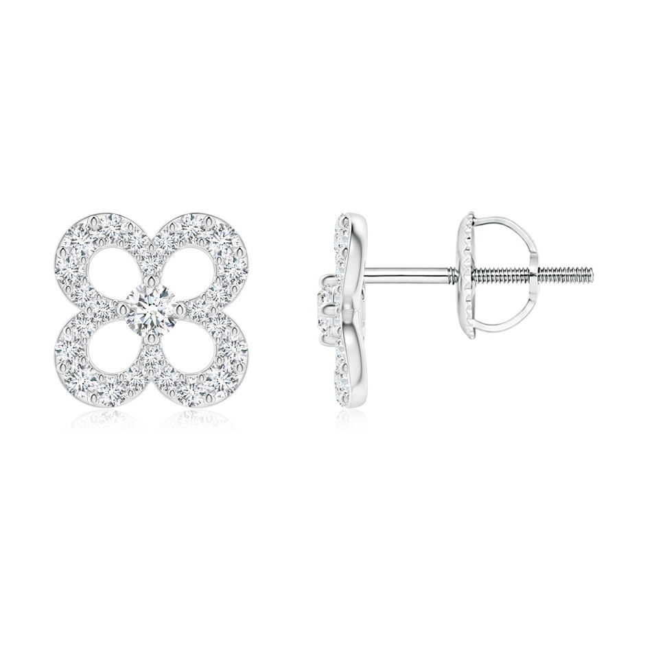 2.1mm GVS2 Prong-Set Diamond Open Petal Floral Stud Earrings in White Gold 