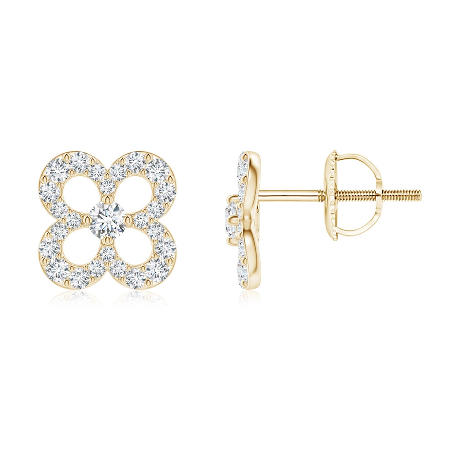 2.1mm GVS2 Prong-Set Diamond Open Petal Floral Stud Earrings in Yellow Gold 